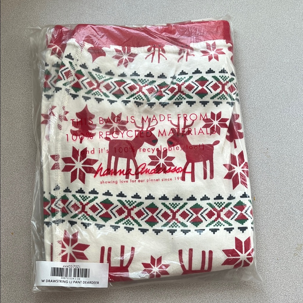 Hanna Andersson Red and White Reindeer Pajama Pants